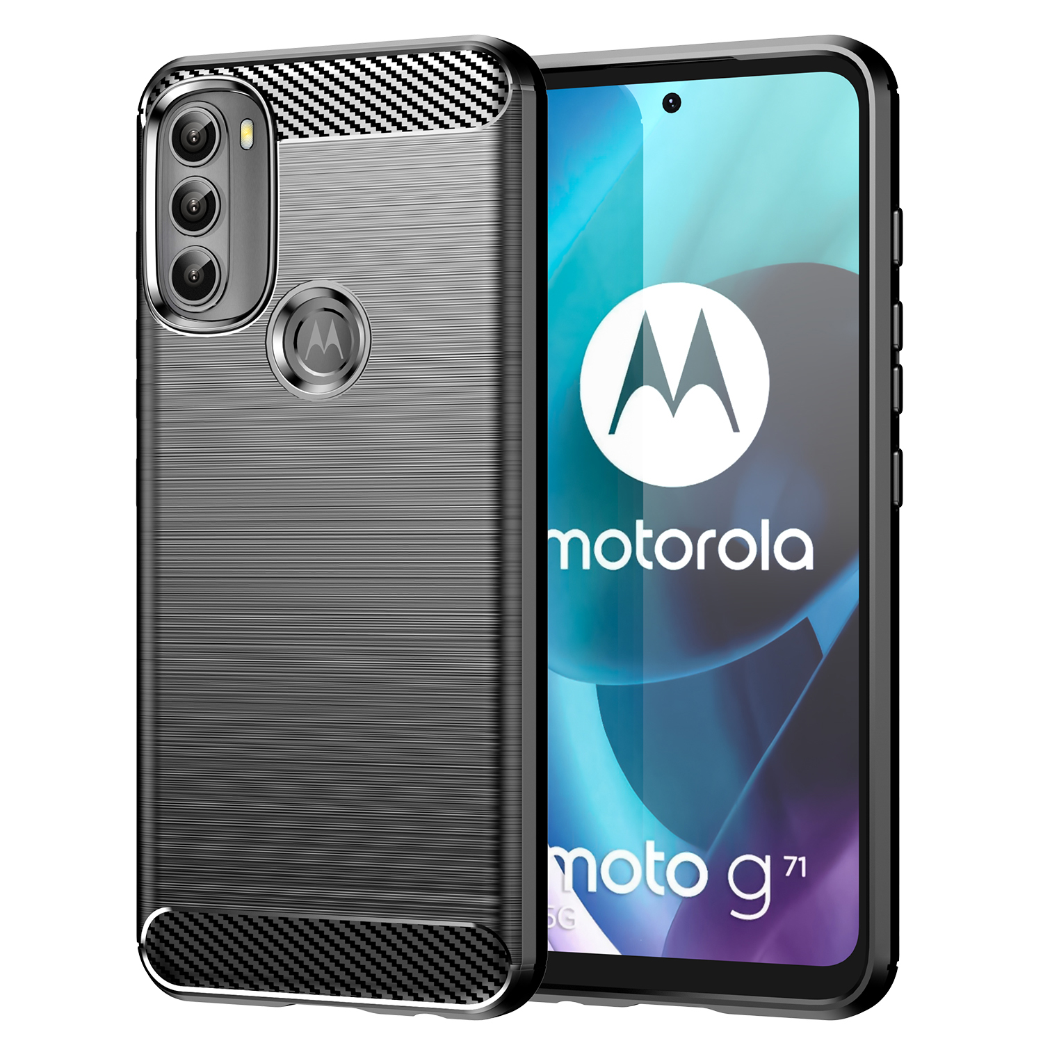 Carbon Case elastyczne etui pokrowiec Motorola Moto G71 5G czarny