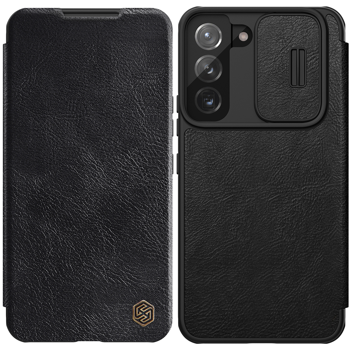 Nillkin Qin Leather Pro Case etui do Samsung Galaxy S22 osłona na aparat kabura pokrowiec obudowa z klapką czarny