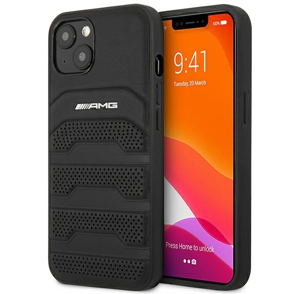 AMG AMHCP14SGSEBK iPhone 14 6,1" czarny/black hardcase Leather Debossed Lines