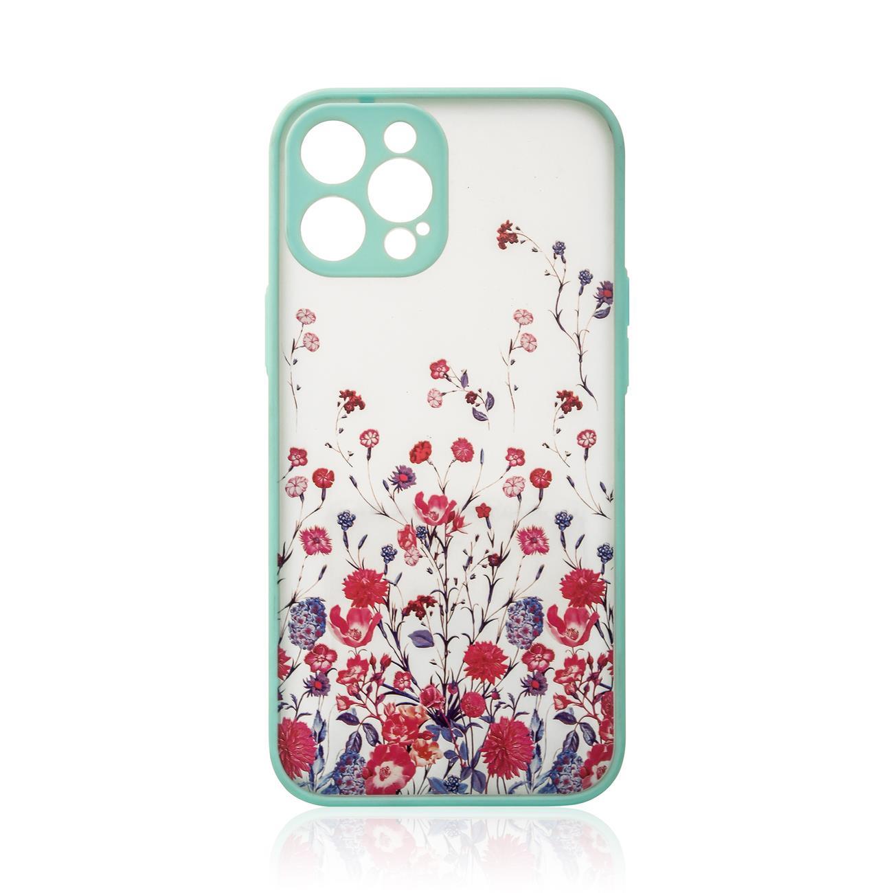 Design Case etui do iPhone 12 pokrowiec w kwiaty jasnoniebieski