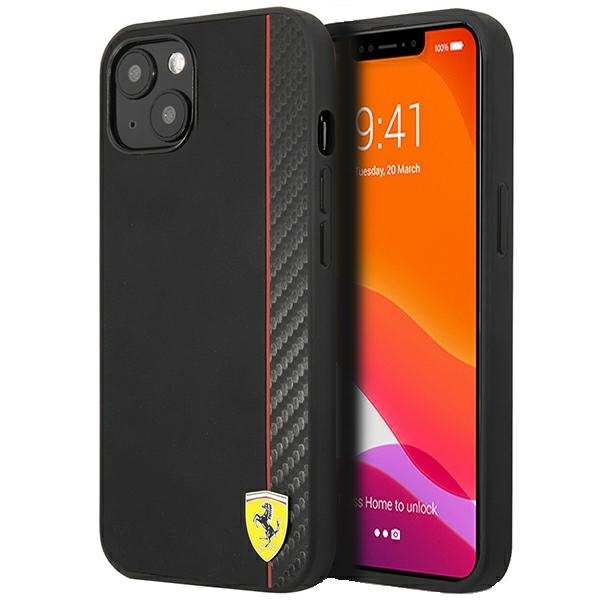 Ferrari FESAXHCP13MBK iPhone 13 6,1" czarny/black hardcase On Track Carbon Stripe