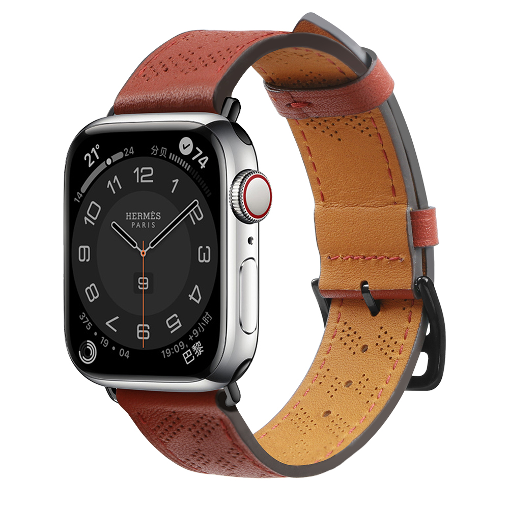 Strap Leather skórzany pasek Apple Watch Ultra, SE, 8, 7, 6, 5, 4, 3, 2, 1 (49, 45, 44, 42 mm) opaska bransoleta czerwony