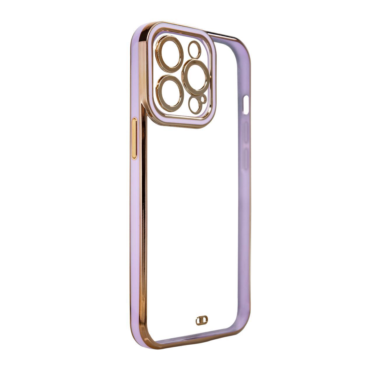 Fashion Case etui do Samsung Galaxy A12 5G żelowy pokrowiec ze złotą ramką fioletowy