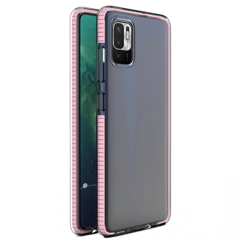 Spring Case pokrowiec żelowe etui z kolorową ramką do Xiaomi Redmi Note 10 5G / Poco M3 Pro jasnoróżowy