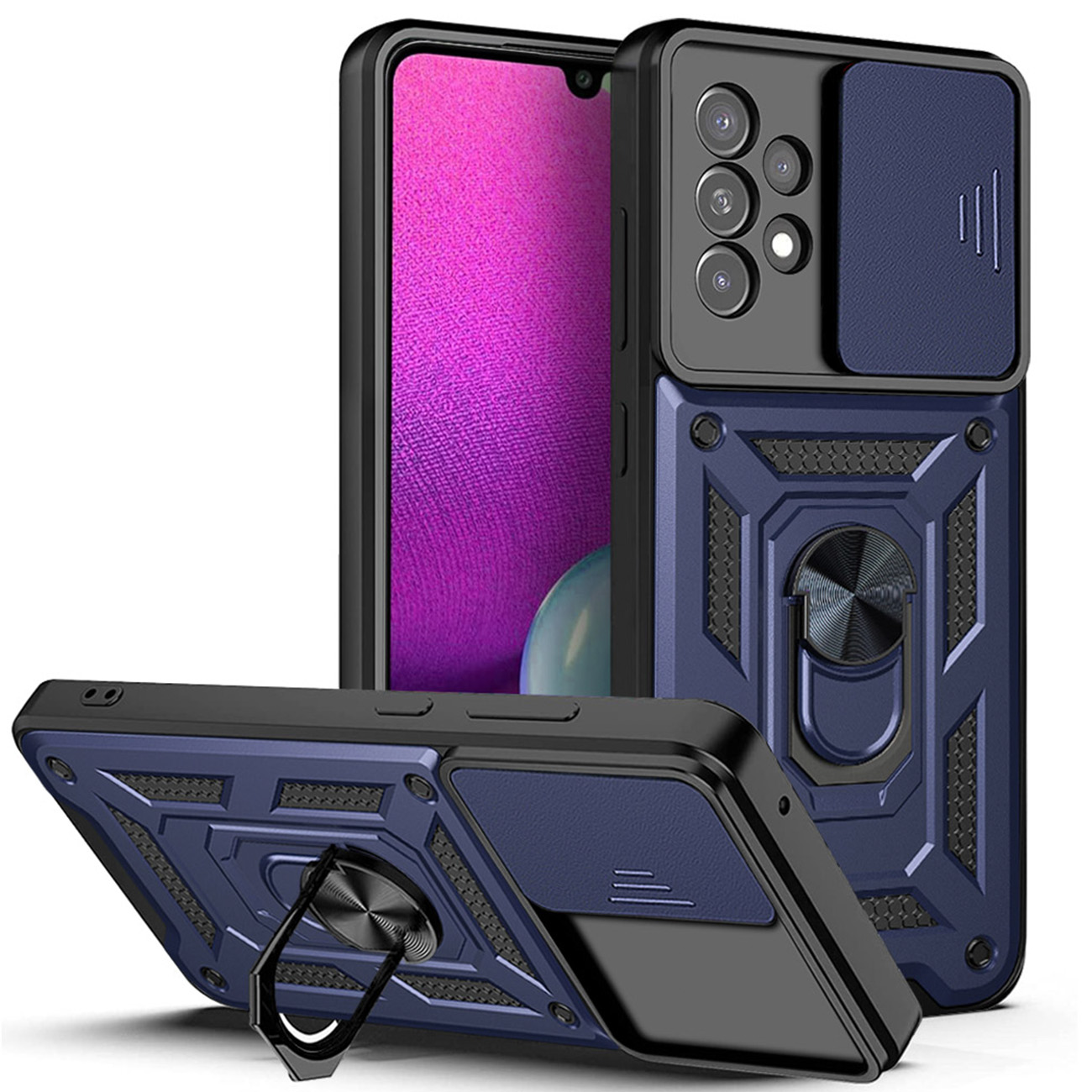 Hybrid Armor Camshield etui Samsung Galaxy A23 5G pancerny pokrowiec z osłoną na aparat niebieskie