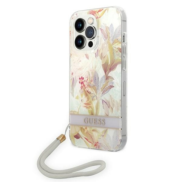 Guess GUOHCP14XHFLSU iPhone 14 Pro Max 6,7" fioletowy/purple hardcase Flower Strap