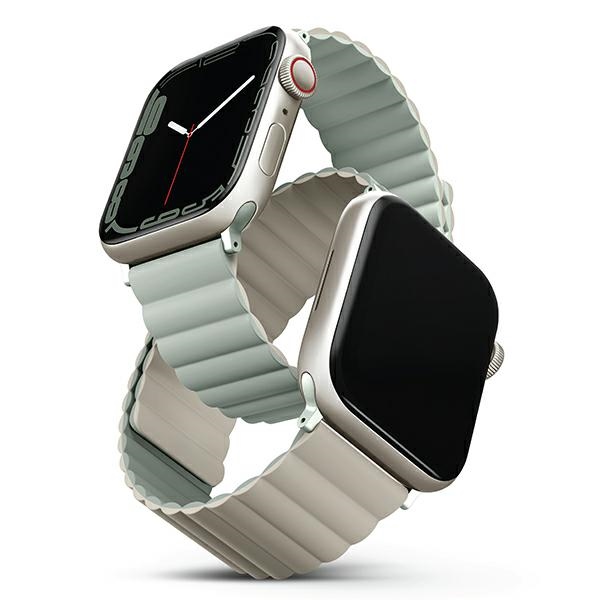 UNIQ pasek Revix Apple Watch Series 1/2/3/4/5/6/7/8/SE/SE2/Ultra 42/44/45/49mm. Reversible Magnetic szałwia-beżowy/sage-beige