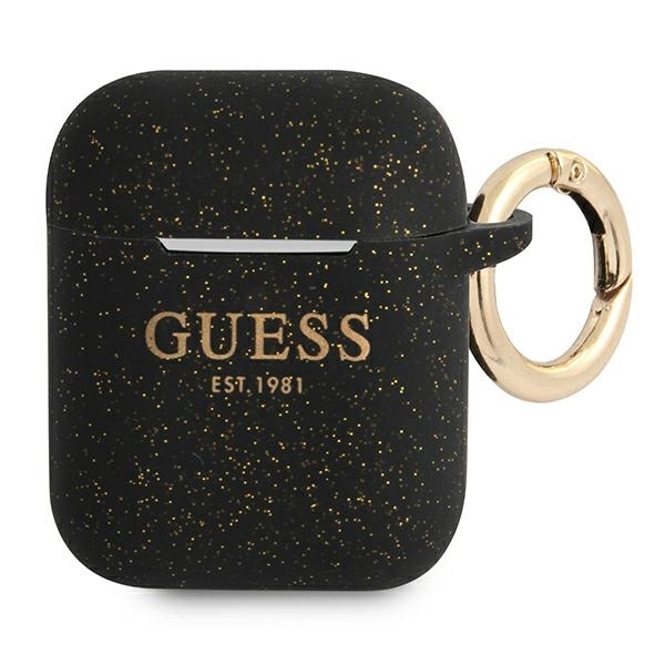 Guess GUA2SGGEK AirPods 1/2 cover czarny/black Silicone Glitter