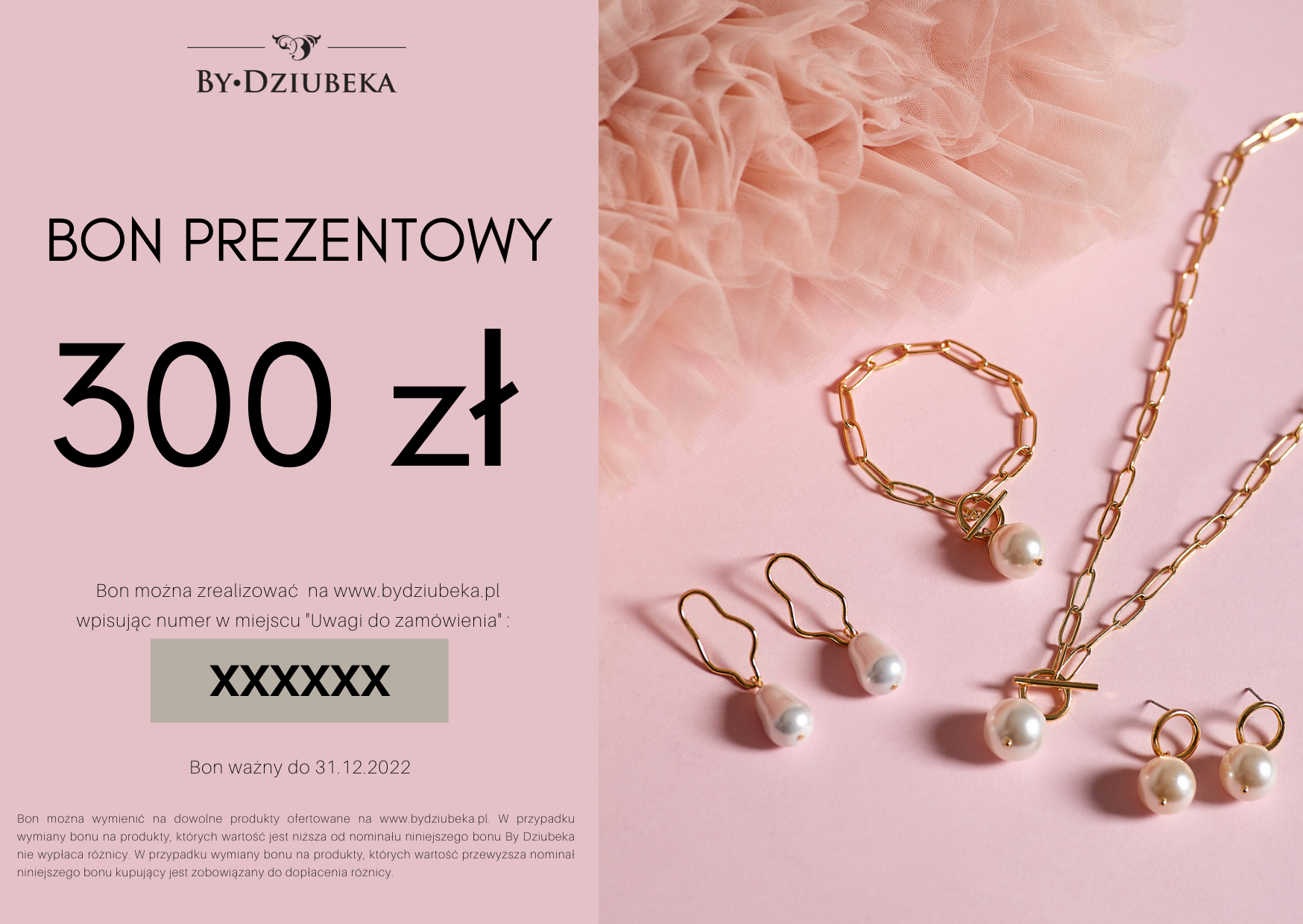 Bon Prezentowy 300 zł online do wydruku BON300 - By Dziubeka