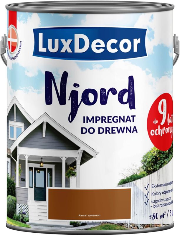 Impregnat do elewacji drewnianych Njord Luxdecor kawa i cynamon 5 l