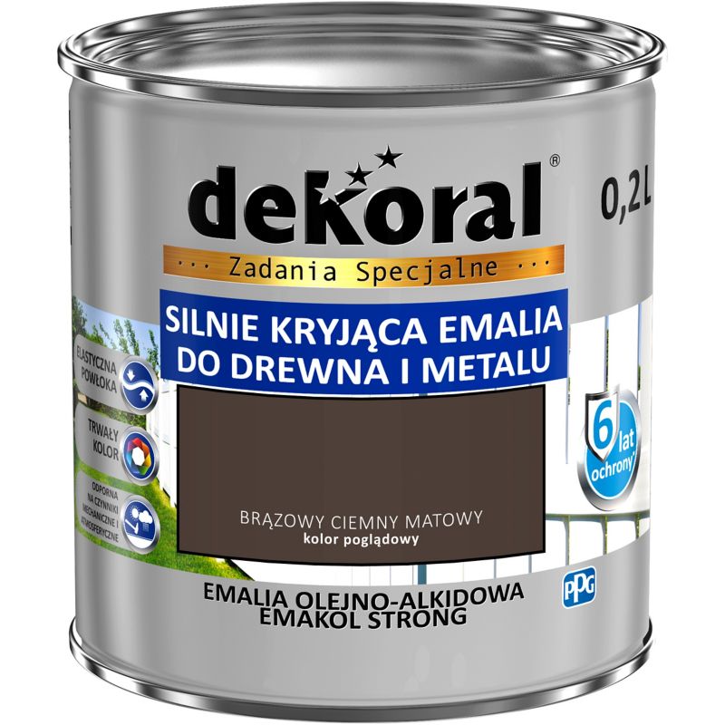 Emalia Dekoral Emakol Strong ciemnobrązowa mat 0,2 l