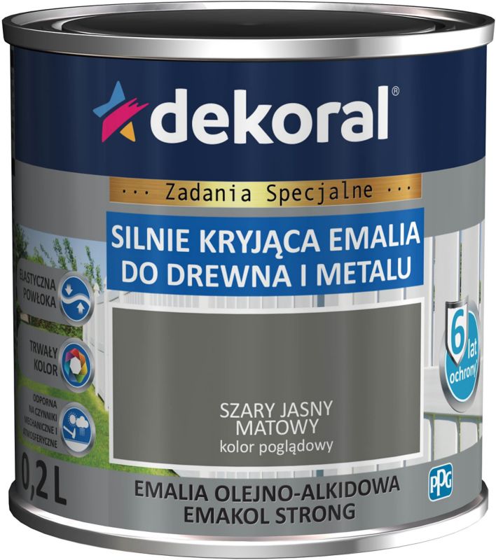 Emalia Dekoral Emakol Strong jasnoszara mat 0,2 l