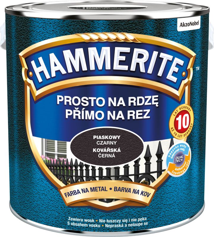 Farba do metalu Hammerite piaskowy czarny 2,5 l