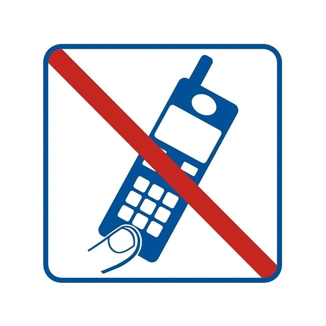 Znak Zakaz używania telefonów komórkowych