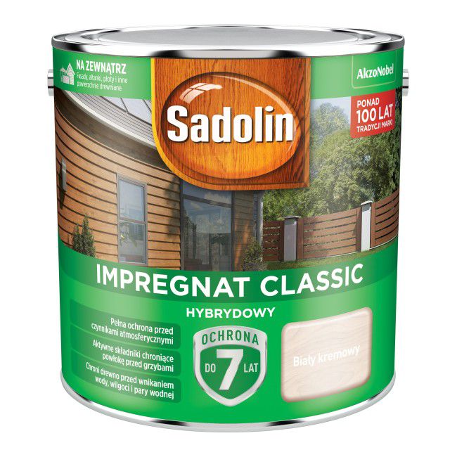 Impregnat do drewna Sadolin Hybrydowy biały kremowy 2,5 l