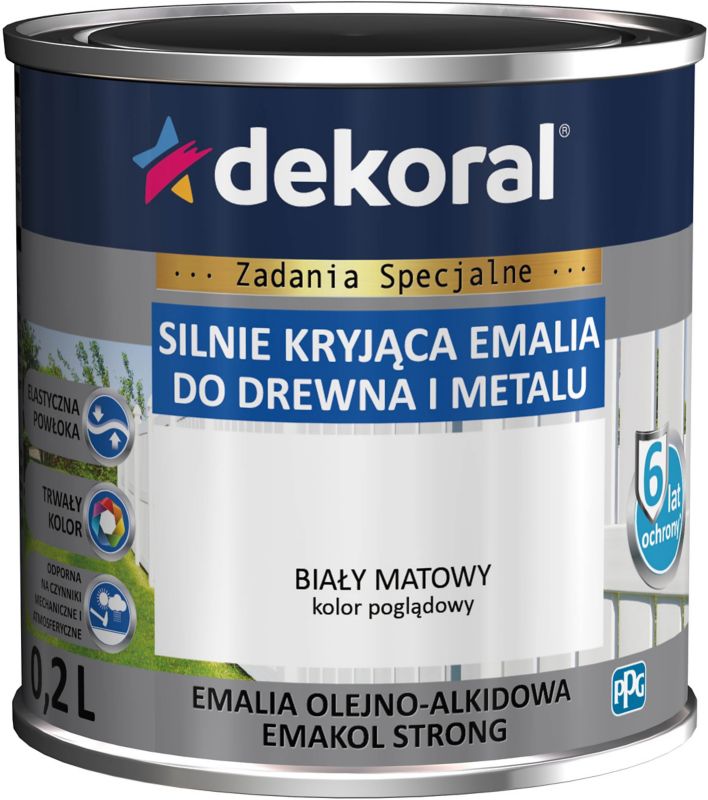 Emalia Dekoral Emakol Strong biała mat 0,2 l