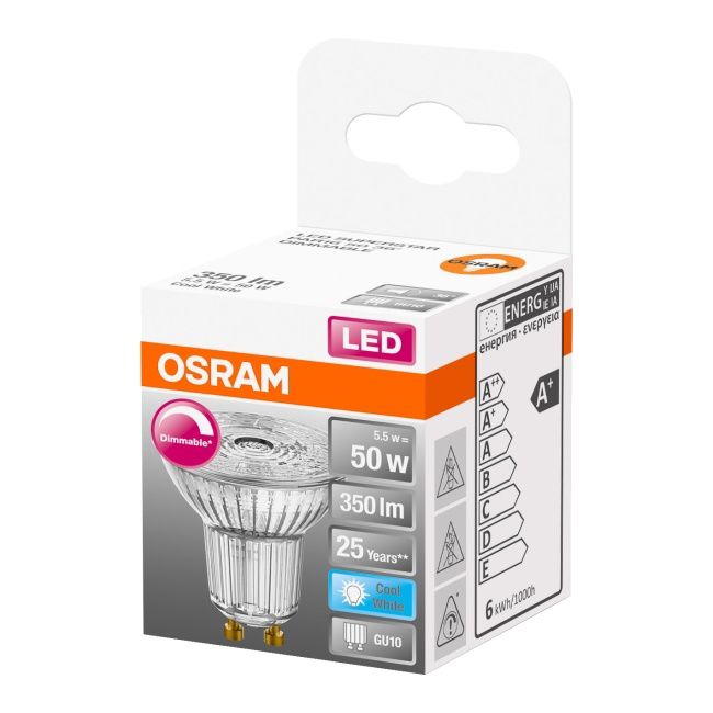 Żarówka LED GU10 5,5 W 345 lm mleczna barwa zimna DIM