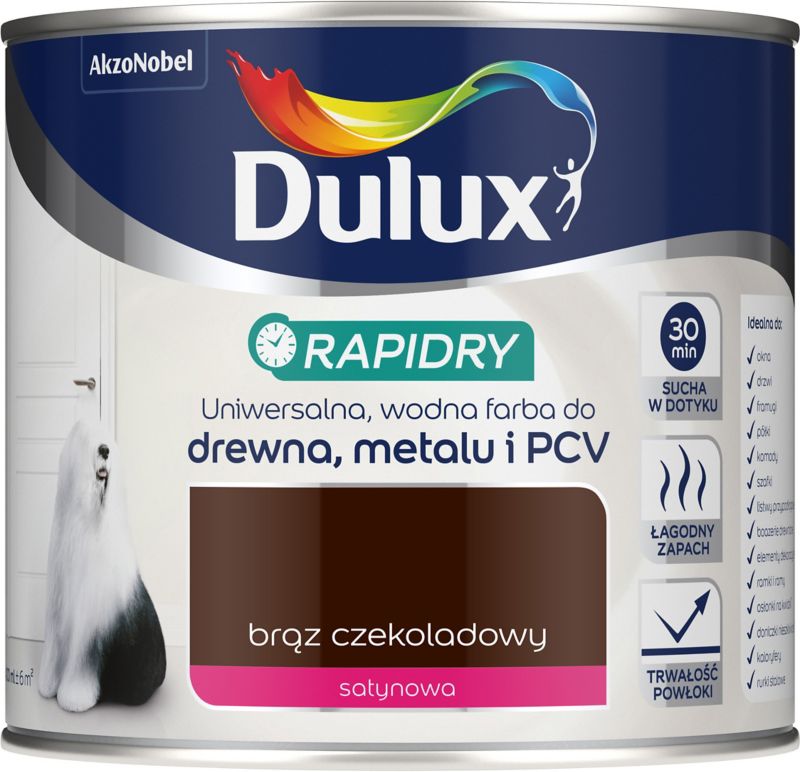 Emalia akrylowa Dulux Rapidry brąz czekoladowy 0,4 l