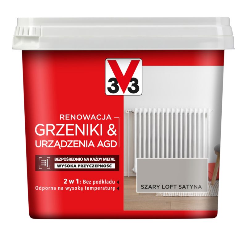 Farba renowacyjna V33 Grzejniki & AGD szary loft satyna 0,75 l