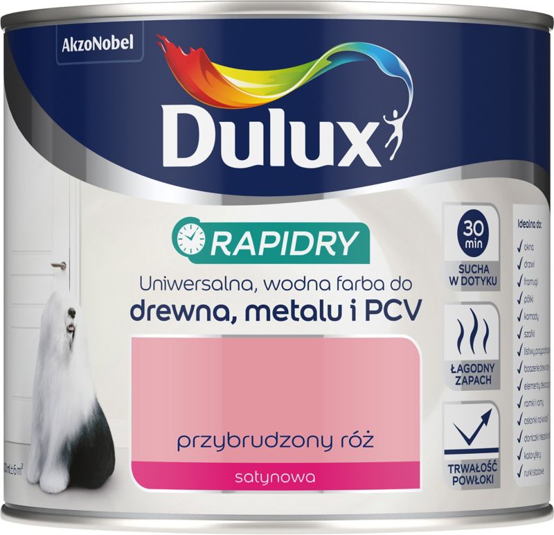 Emalia akrylowa Dulux Rapidry przybrudzony róż 0,4 l