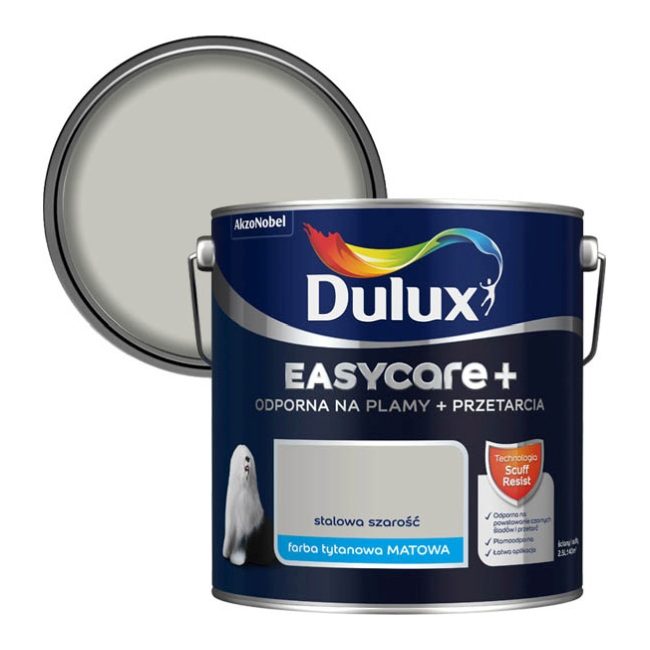 Farba Dulux EasyCare+ stalowa szarość 2,5 l