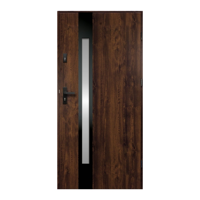 Drzwi zewnętrzne O.K. Doors Temida Black P55 80 prawe ciemny orzech