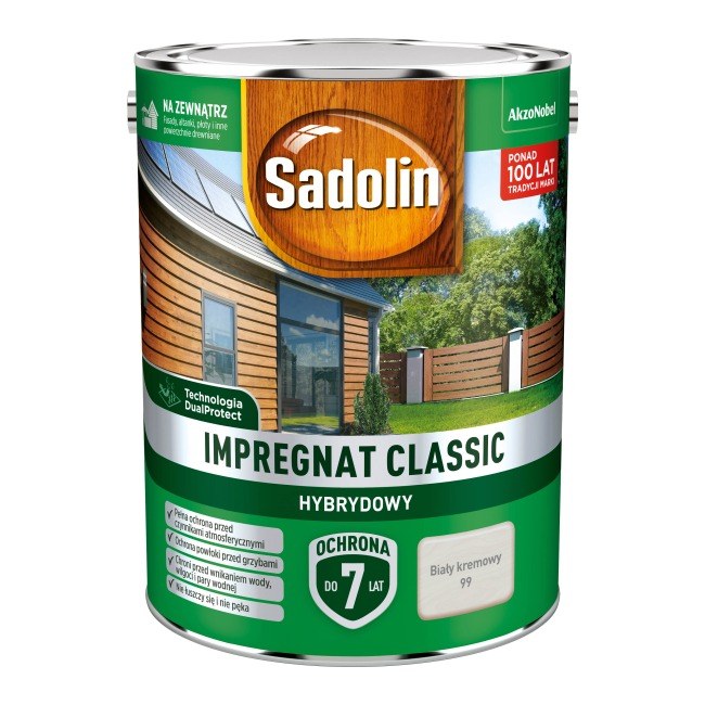 Impregnat do drewna Sadolin Hybrydowy biały kremowy 4,5 l