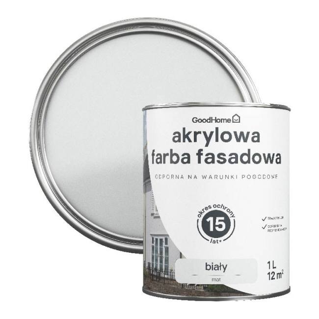 Farba elewacyjna GoodHome biała 1 l