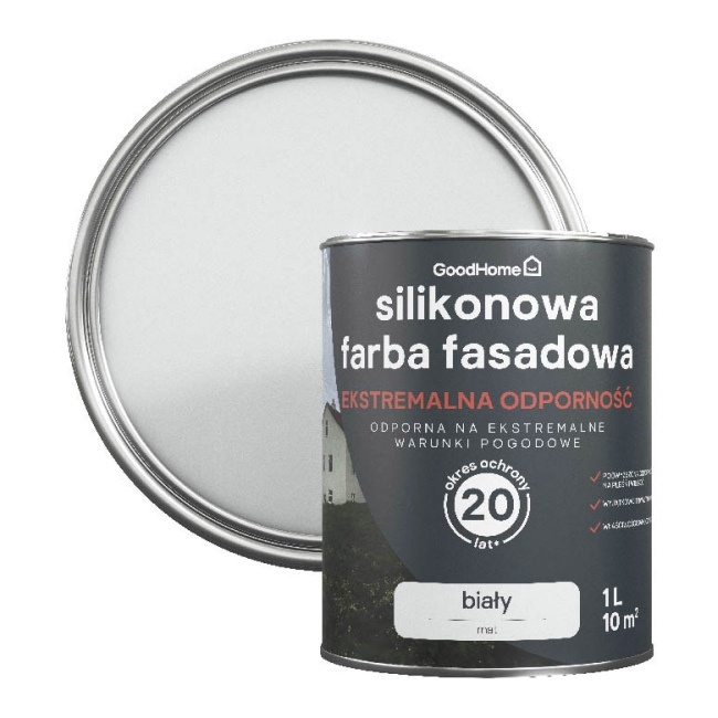 Farba elewacyjna GoodHome Premium biała 1 l