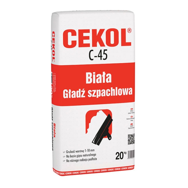 Biała gładź szpachlowa Cekol C-45 20 kg