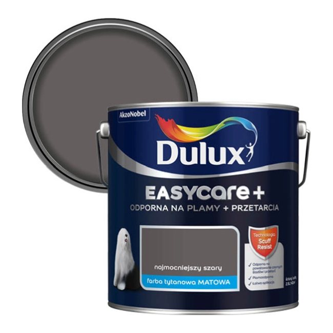 Farba Dulux EasyCare+ najmocniejszy szary 2,5 l