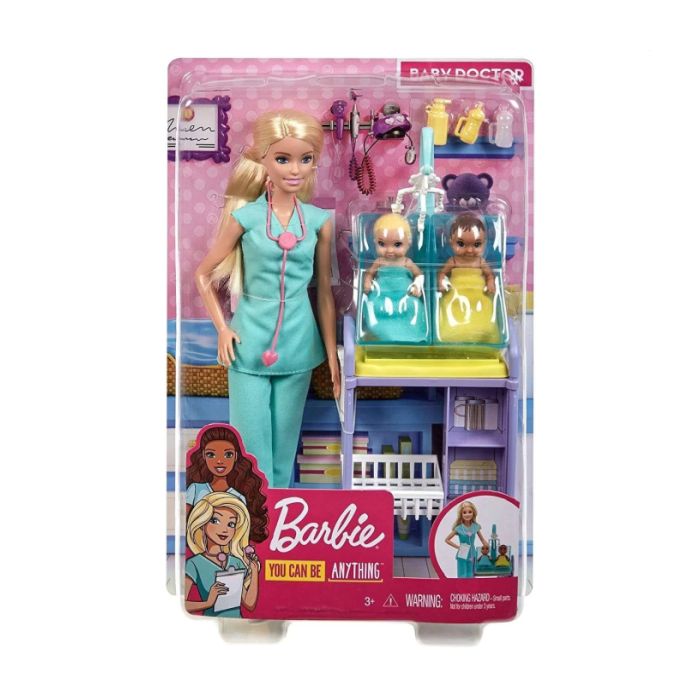 Barbie Kariera, Pediatra, Lalka blondynka +2 bobasy GKH23 (asst.DHB63)