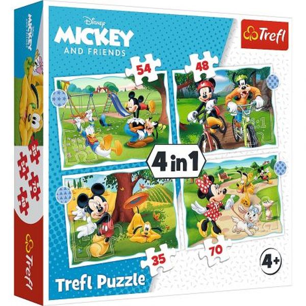 Puzzle 4W1 FAJNY DZIEŃ Myszki Miki Trefl