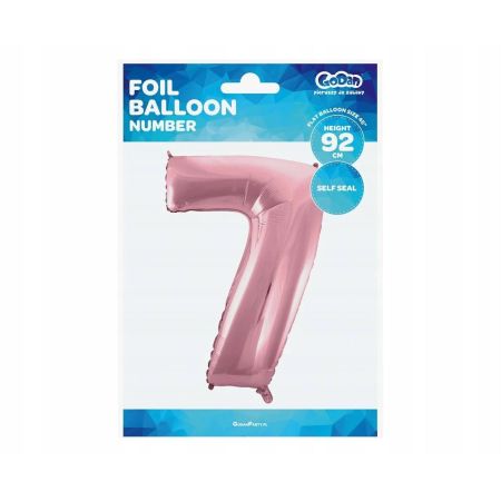 BALON FOLIOWY RÓŻ-ZŁOTY CYFRA 7 92CM