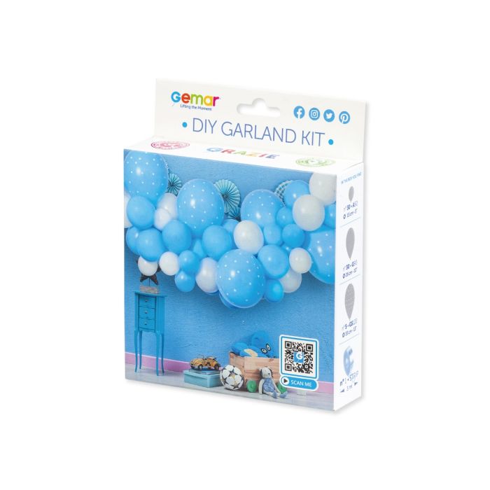 Girlanda balonowa DIY Baby Blue, 65 sztuk