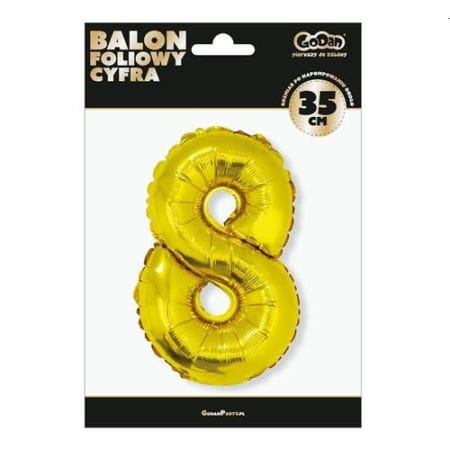 BALON FOLIOWY ZŁOTY CYFRA 8 35CM