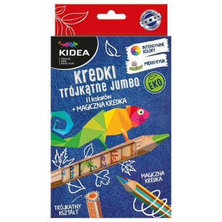 KREDKI TRÓJKĄTNE JUMBO 11 KOLORÓW + MAGICZNA KREDKA