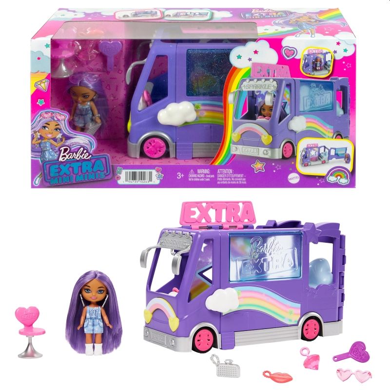 Barbie Extra Minibus koncertowy + Lalka Mini Minis Zestaw do zabawy HKF84