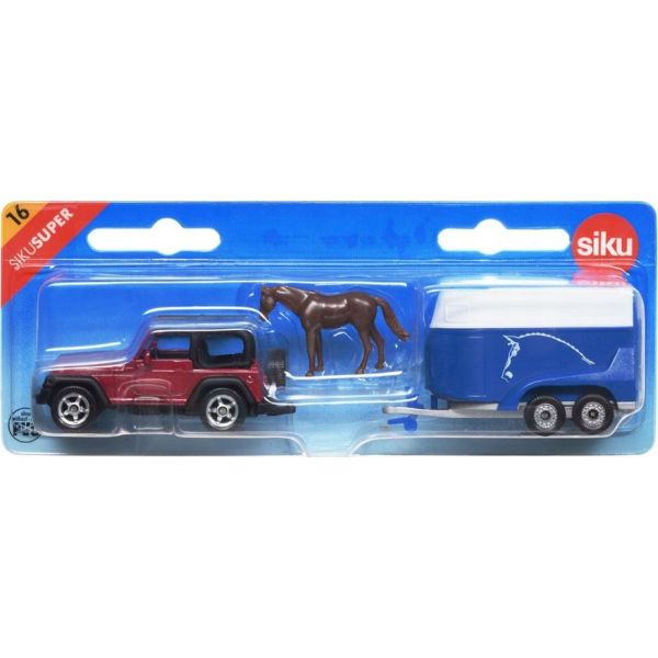 Siku S1651 JEEP Z PRZYCZEPĄ NA KONIE