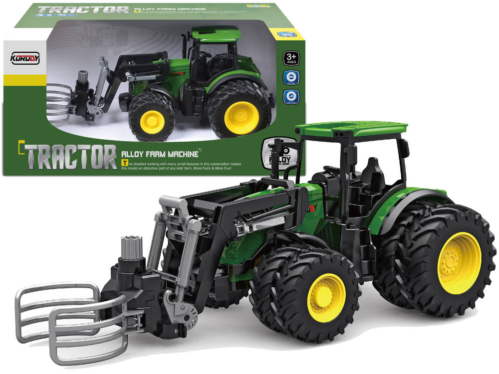 Traktor Zielony 1:24 Rolnik Chwytak Do Rolek Siana Gumowe Koła