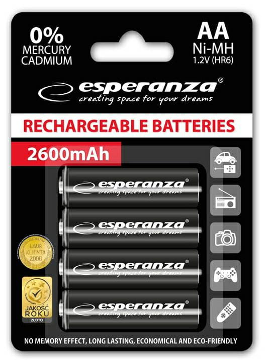 ESPERANZA Akumulator R6 AA op-4 2600mAh EZA106 czarne - Henryx24