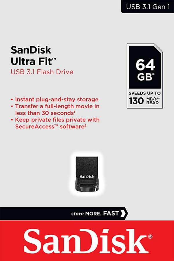 SANDISK USB 3.1 Pendrive ULTRA FIT 64GB SDCZ430-064G-G46 - Henryx24