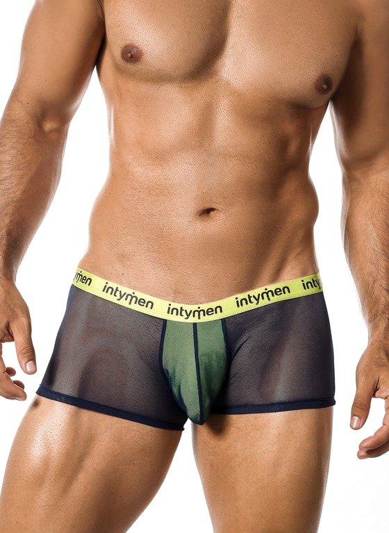 BOKSERKI MĘSKIE INTYMEN - ING058 BOXER TRUNK BLACK / GREEN