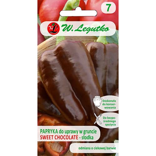 1 szt, Papryka słodka Sweet Chocolate - Nasiona: Ilość w opakowaniu: 0.5 g