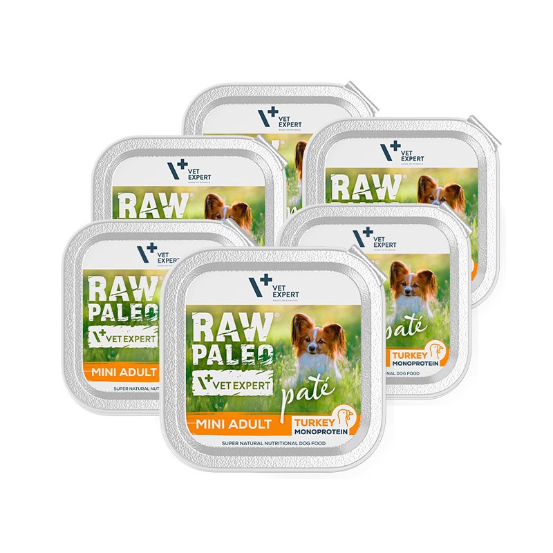 RAW PALEO PATE MINI ADULT TURKEY 6x150g - mokra karma dla psów dorosłych - indyk