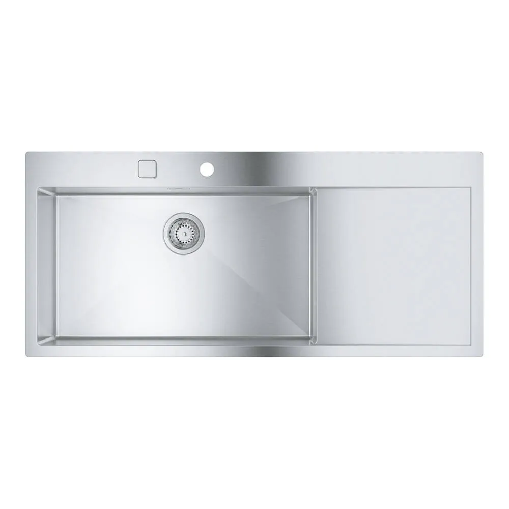 Zlewozmywak stalowy Grohe K1000 1-komorowy 116x52 cm z ociekaczem lewy stal szlachetna 31581SD1