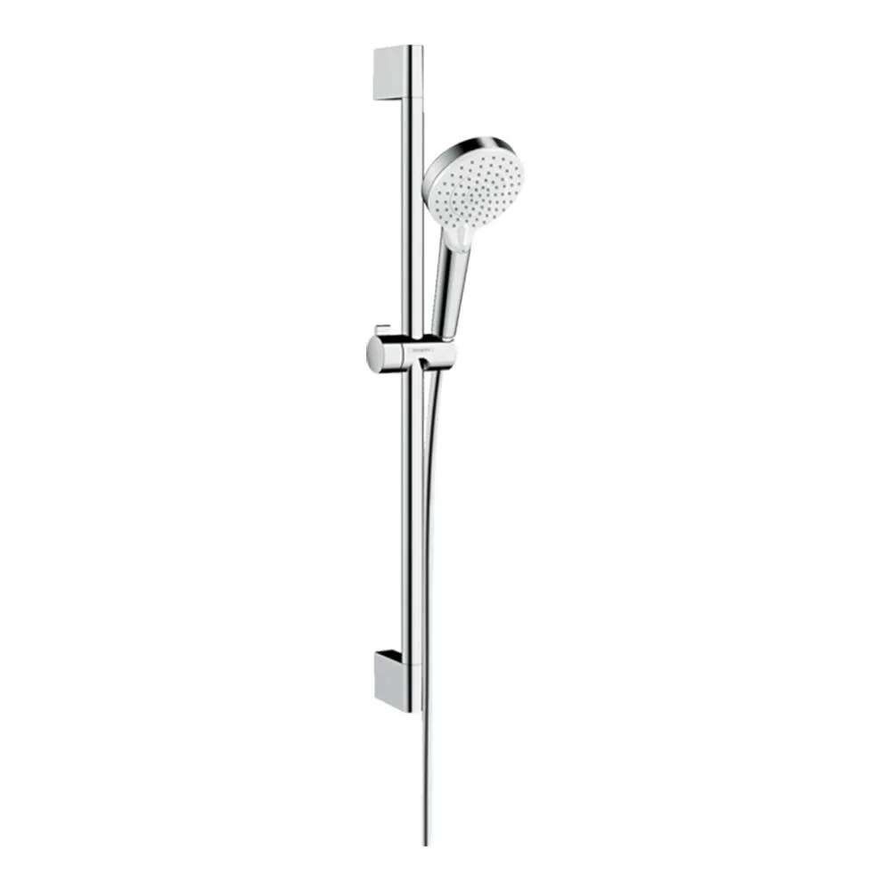 Zestaw prysznicowy Hansgrohe Crometta Vario EcoSmart+ ścienny z drążkiem 65 cm biały/chrom 26555400