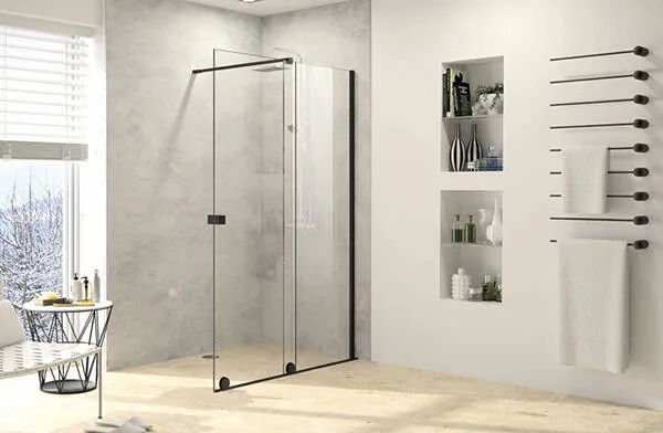 Drzwi walk-in Huppe Xtensa 140 cm przesuwne prawe Anti-Plaque czarne/szkło przezroczyste XT0205123322