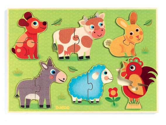 Djeco, drewniane puzzle Zwierzęta z farmy