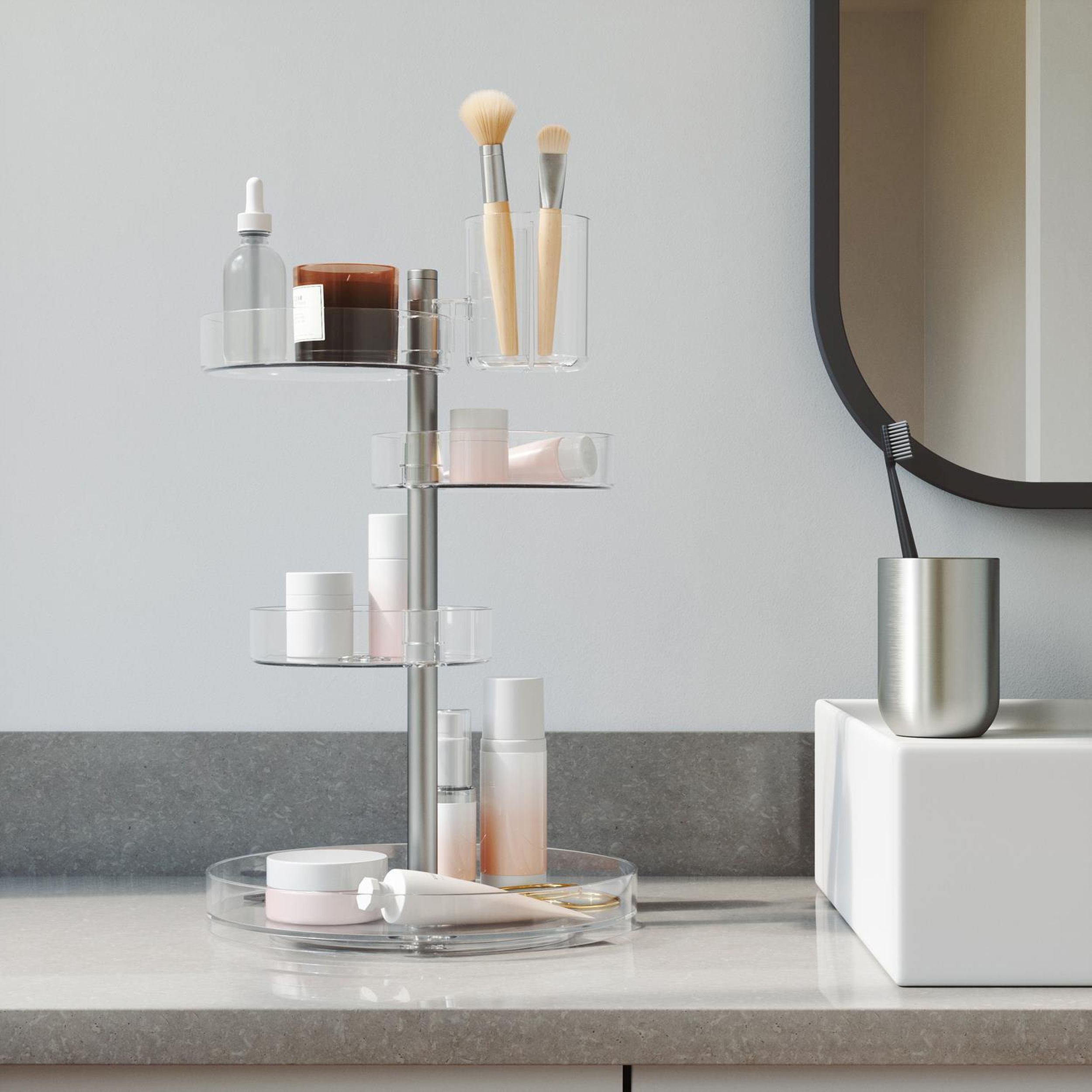 Umbra Pirouette organizer na akcesoria łazienkowe nikiel/przezroczysty 1015097-239